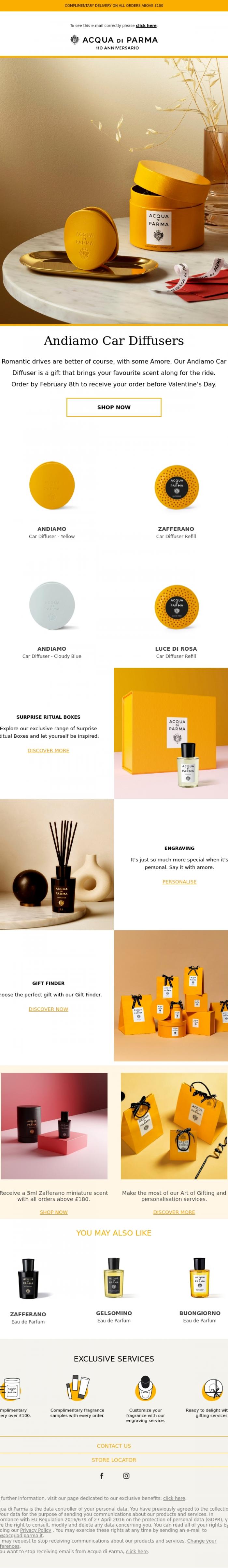 Email Design Inspiration from Acqua di Parma, Amore, on the move