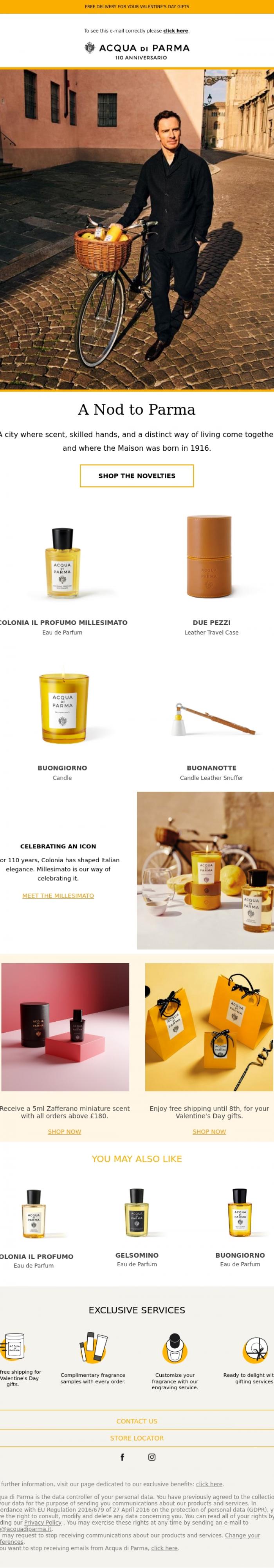 Email Design Inspiration from Acqua di Parma, A Nod to Parma