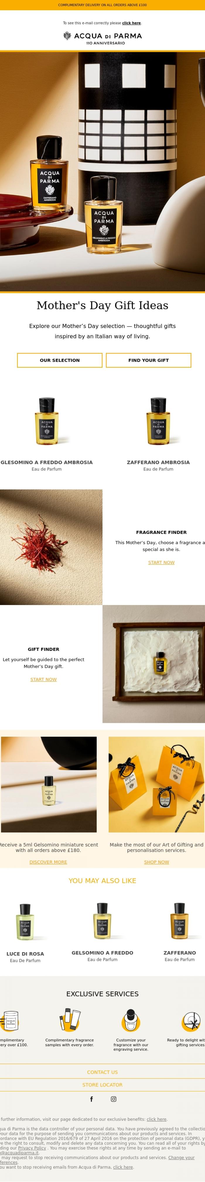 Email Design Inspiration from Acqua di Parma, Choose a gift as special as she is
