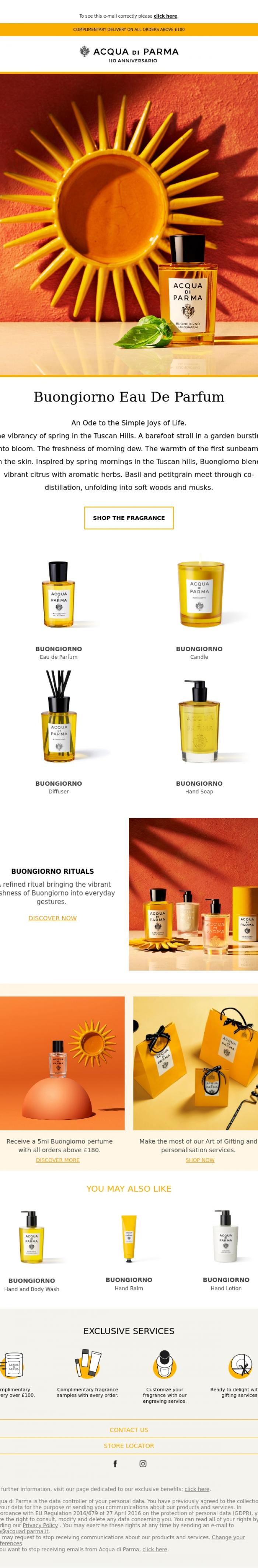 Email Design Inspiration from Acqua di Parma, Buongiorno, an Ode to the Simple Joys of Life