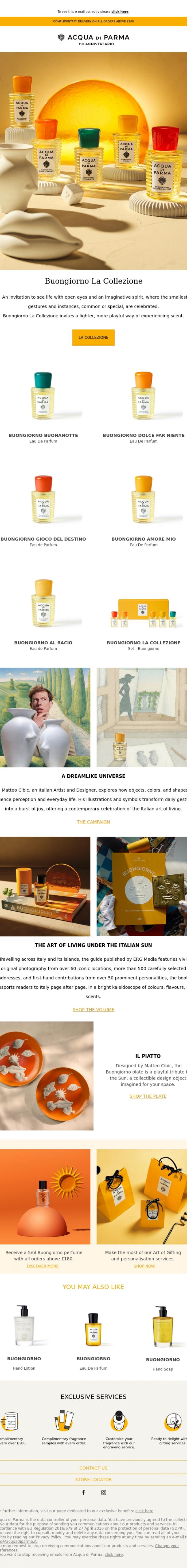 Email Design Inspiration from Acqua di Parma, Discover the New Buongiorno La Collezione