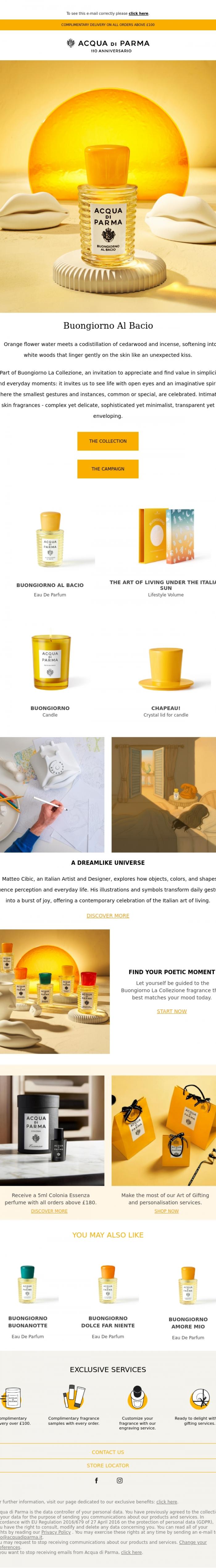Email Design Inspiration from Acqua di Parma, Buongiorno Al Bacio: the new eau the parfum