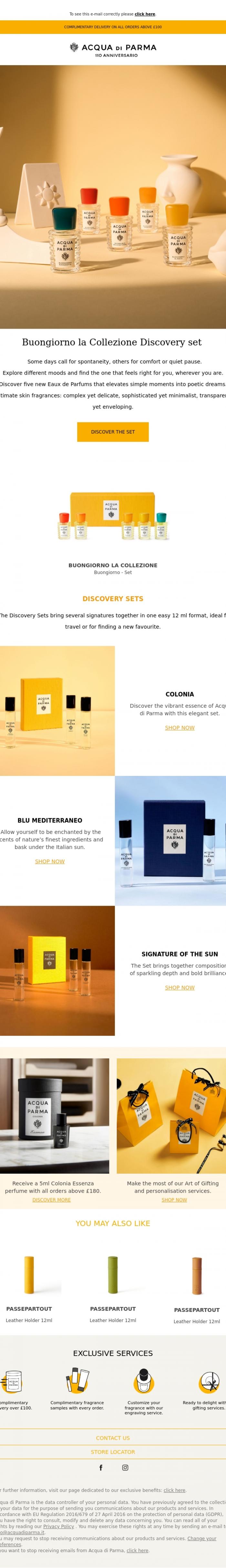 Email Design Inspiration from Acqua di Parma, Find your new favorite scent