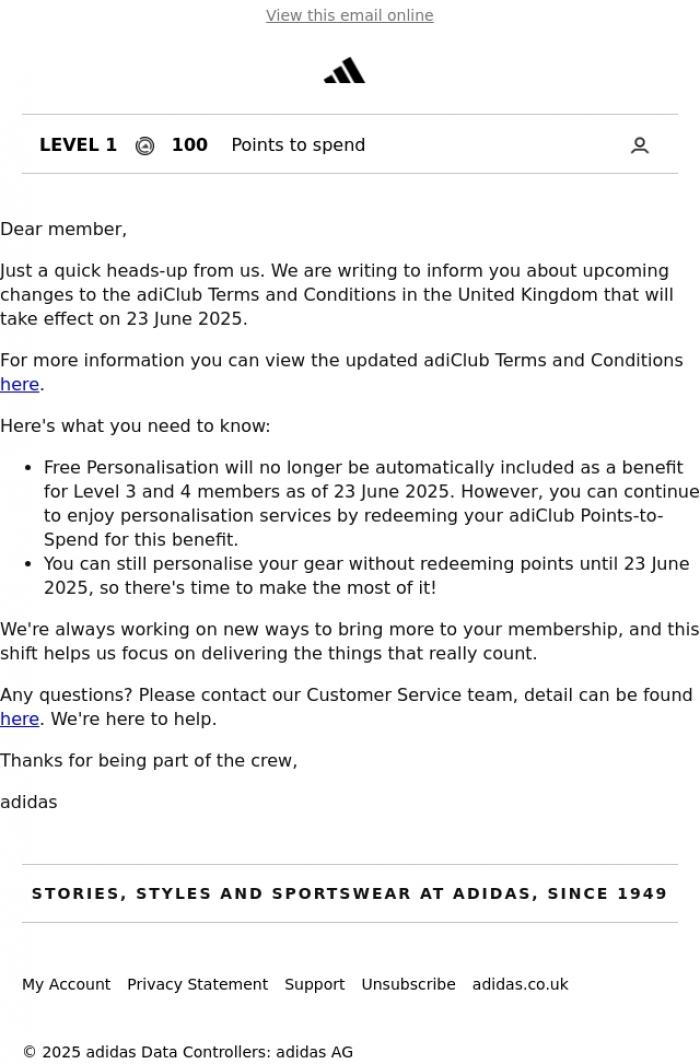 Email Design Inspiration from adidas, A Quick Update on Free Personalisation