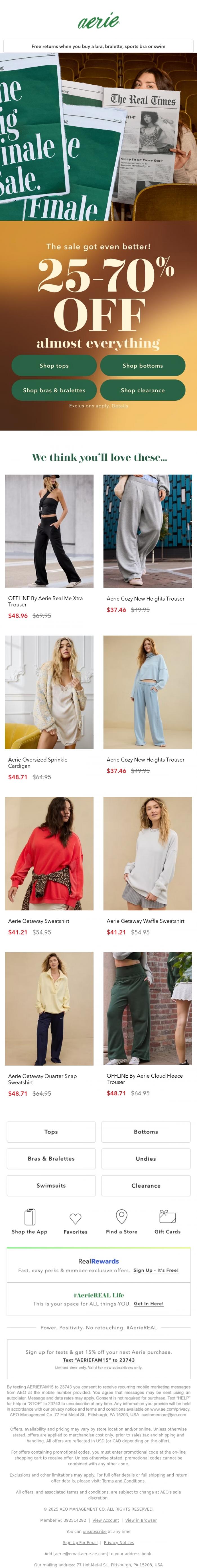 Email Design Inspiration from Aerie's Labor Day Sale, We read your dream journal... & know exactly what you want rn