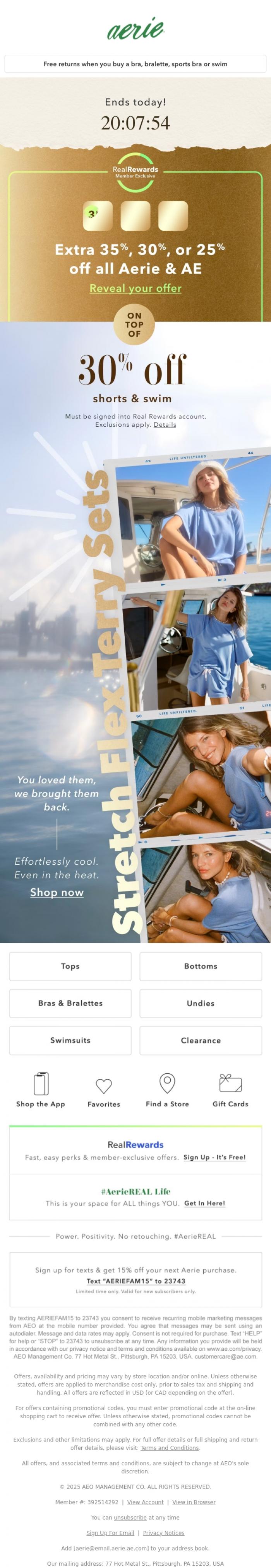 Email Design Inspiration from Aerie's Labor Day Sale, ENDS TODAY! Your mystery offer is waiting for you...