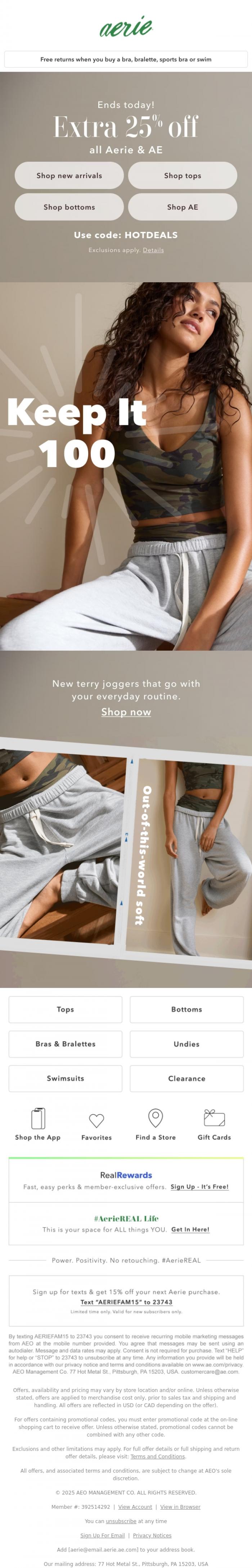 Email Design Inspiration from Aerie's Labor Day Sale, LAST DAY! This is us: 🏃&zwj;♀️🏃&zwj;♀️🏃&zwj;♀️