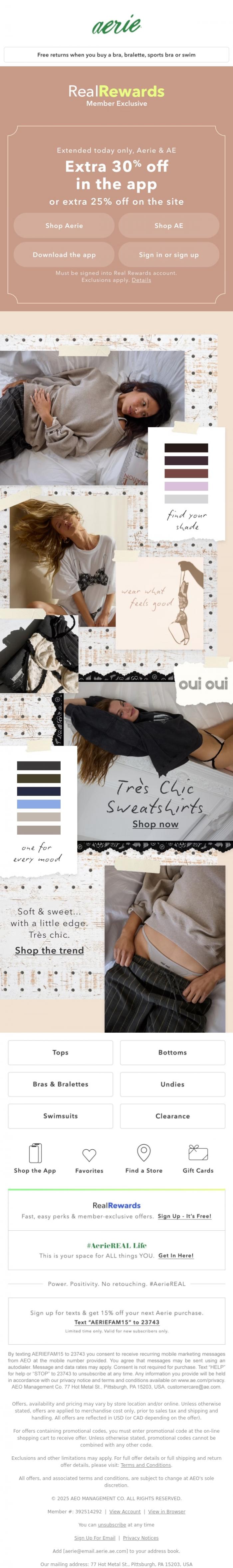 Email Design Inspiration from Aerie's Labor Day Sale, Oui love this for you 👀