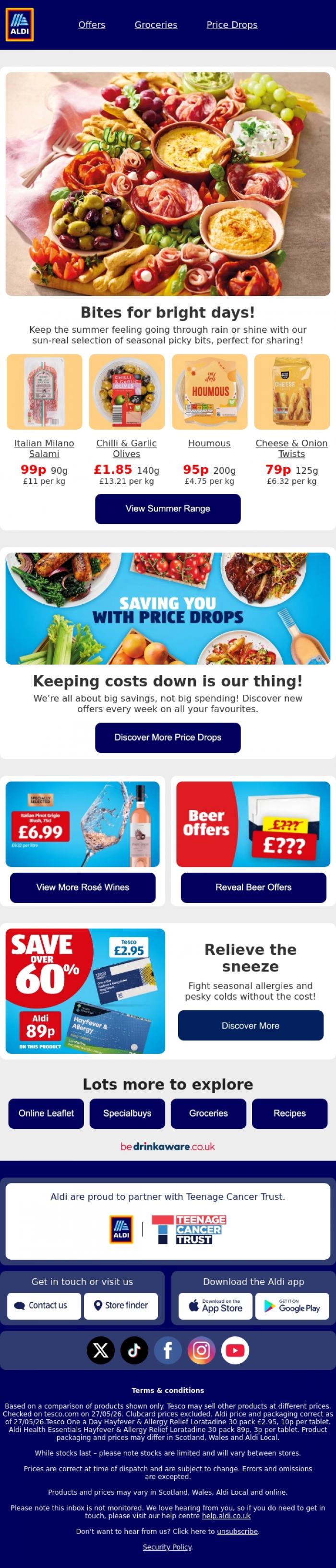 Email Design Inspiration from ALDI UK, Summer savings? Say less.