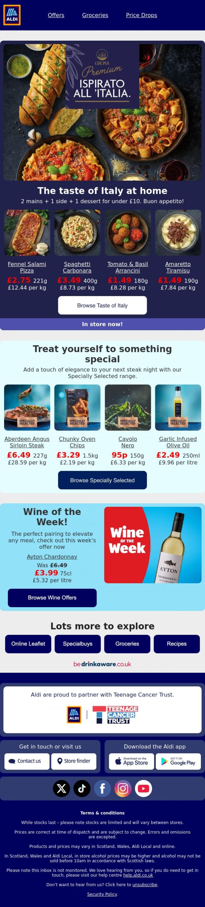 Email Design Inspiration from ALDI UK, Did someone say Italian summer? ☀️