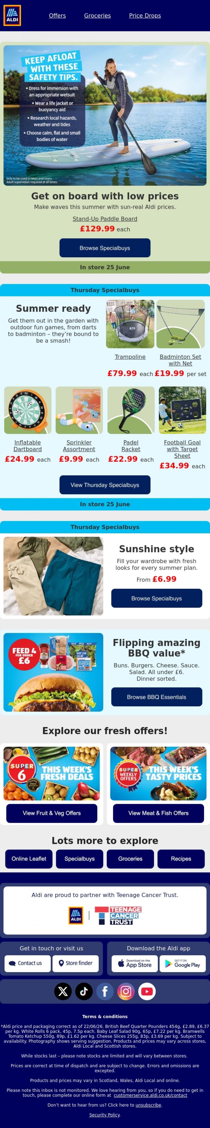 Email Design Inspiration from ALDI UK, Summer Savings are calling 📞 ☀️