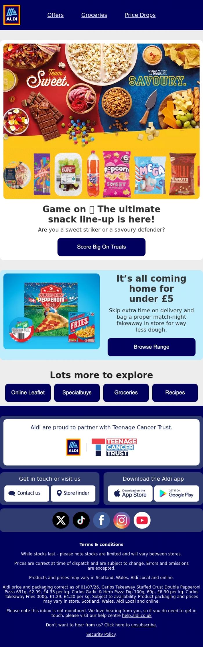 Email Design Inspiration from ALDI UK, Which side are you on?&nbsp;👀⚽
