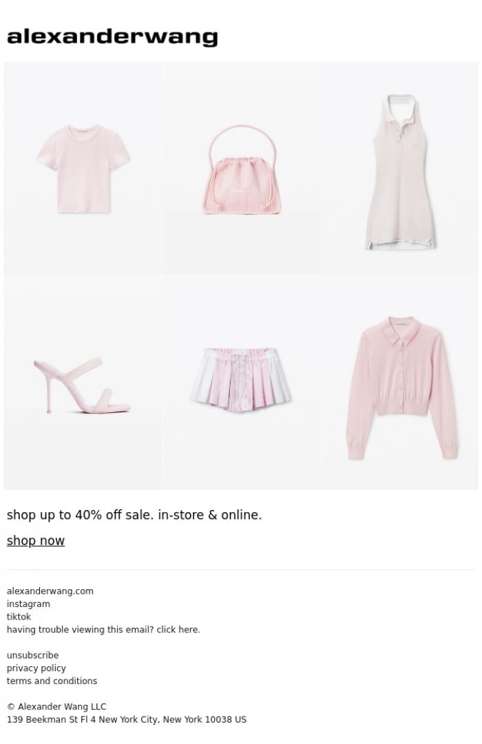 Email Design Inspiration from alexanderwang, sale but make it pink