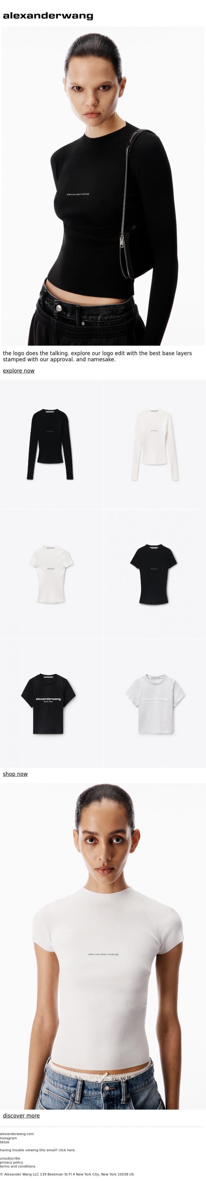 Email Design Inspiration from alexanderwang, look hot in logo tees.