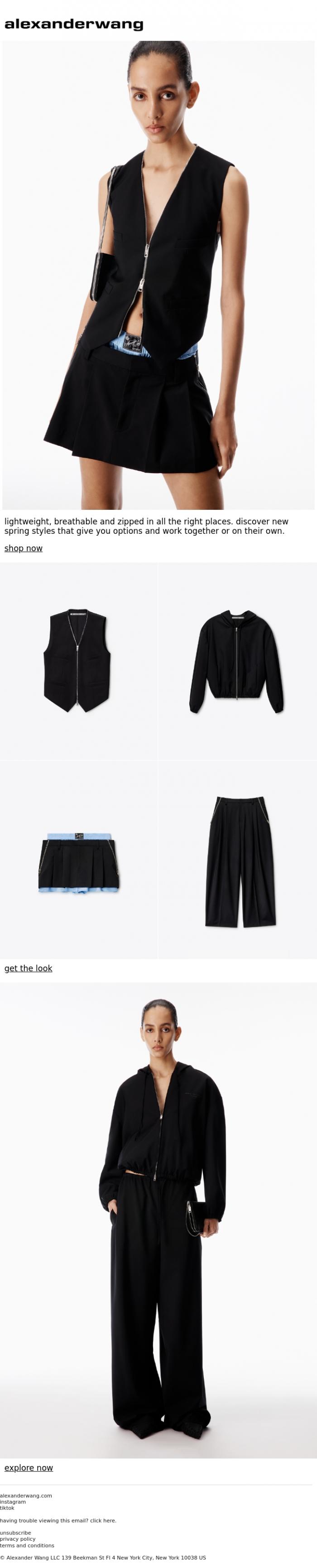 Email Design Inspiration from alexanderwang, it's all in how you zip it.