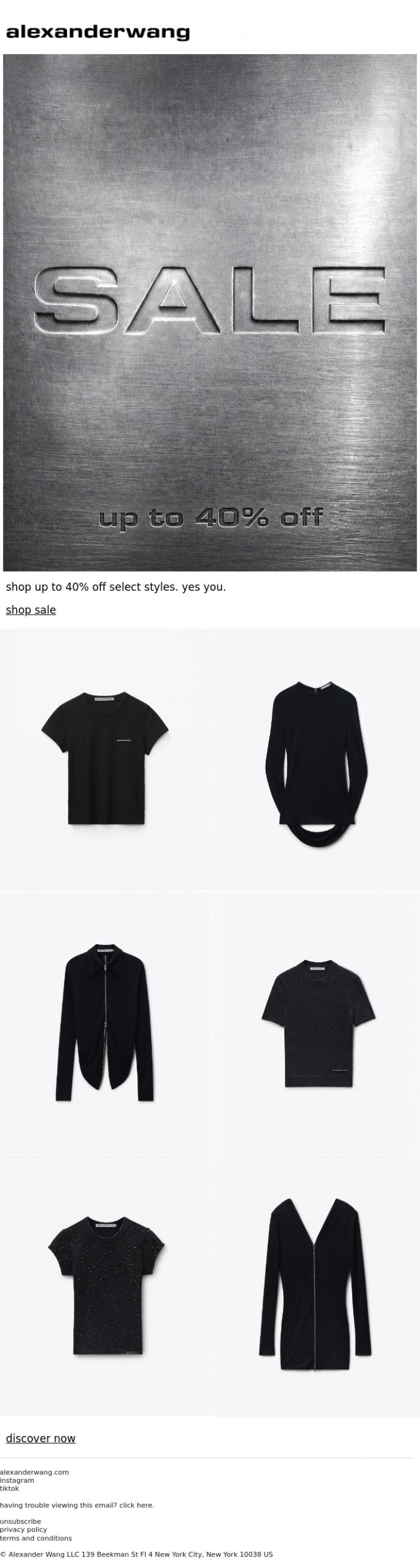 Email Design Inspiration from alexanderwang, shop up to 40% off.
