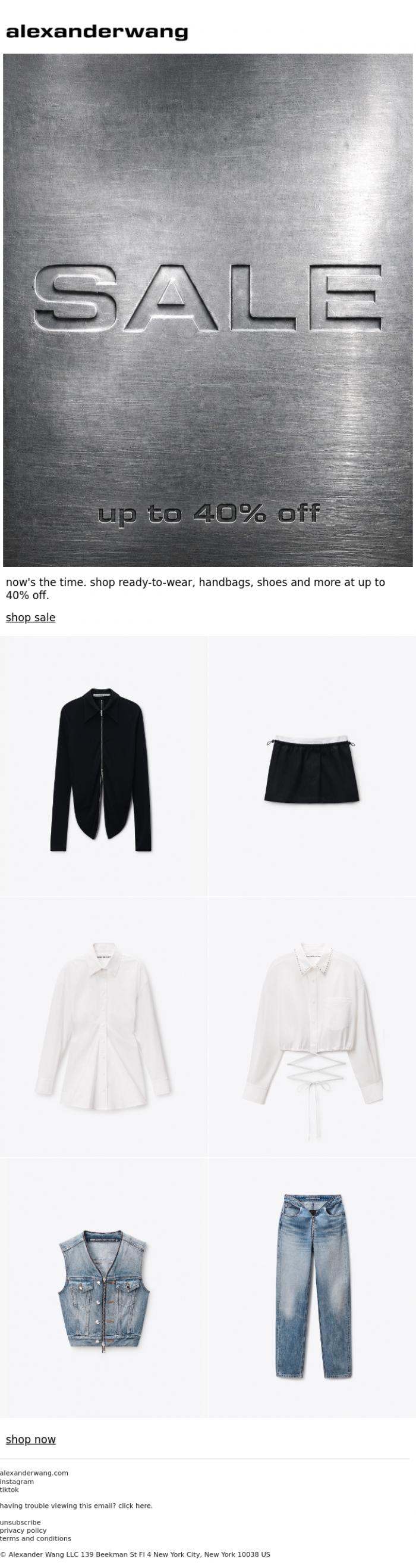 Email Design Inspiration from alexanderwang, up to 40% off your favorites.