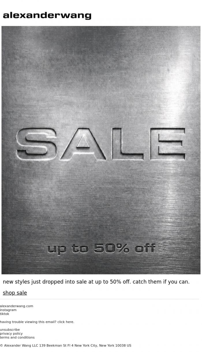 Email Design Inspiration from alexanderwang, sale just got more interesting.