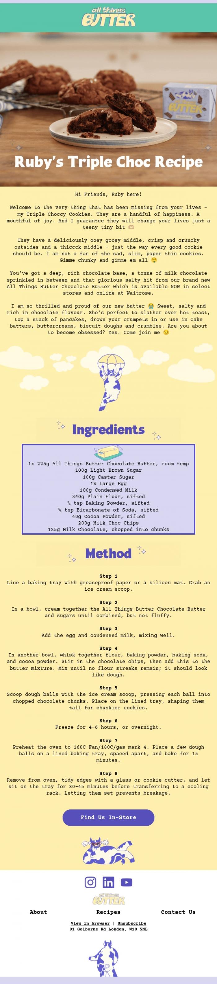 Email Design Inspiration from All Things Butter, Triple Chocolate Filth...