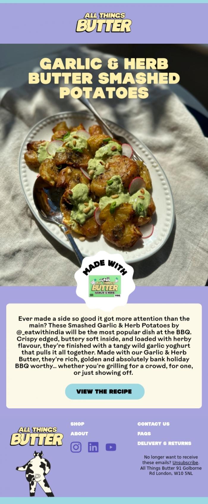 Email Design Inspiration from All Things Butter, The ultimate bank hol BBQ side