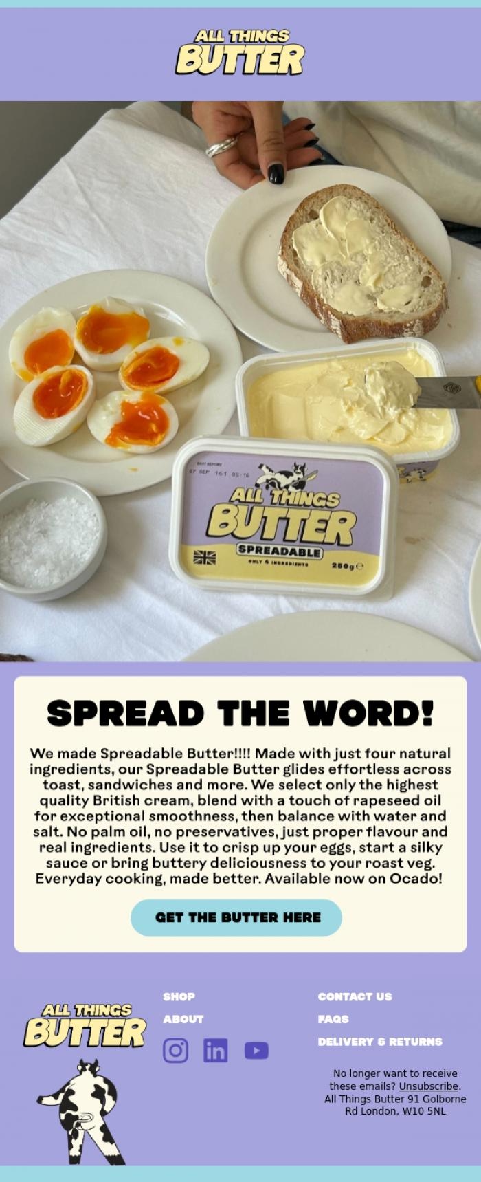 Email Design Inspiration from All Things Butter, SPREAD THE WORD!!!