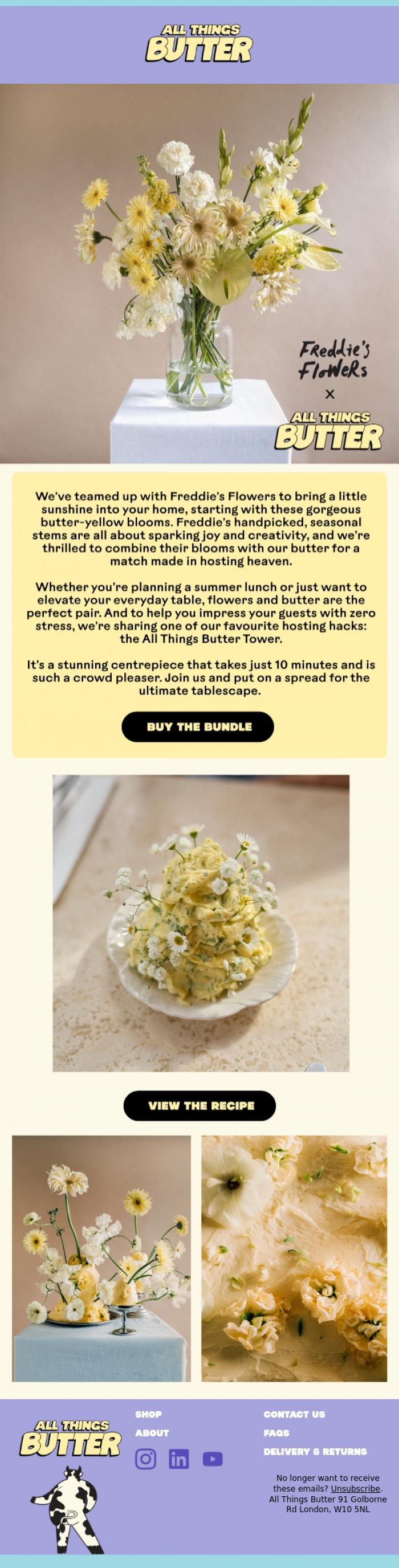 Email Design Inspiration from All Things Butter, Where butter meets flowers