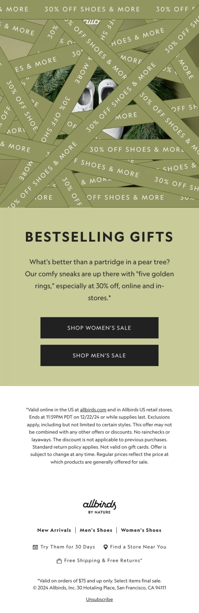 Email Design Inspiration from Allbirds, Our Last-Minute Gift Sale Is Still On 🎄