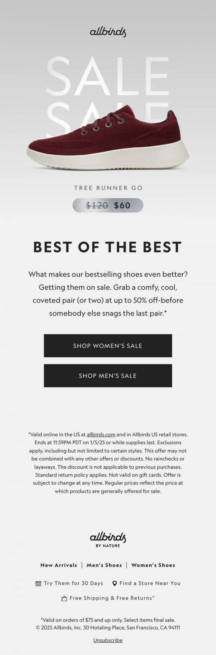 Email Design Inspiration from Allbirds, Big Sale On Comfy Shoes 👟