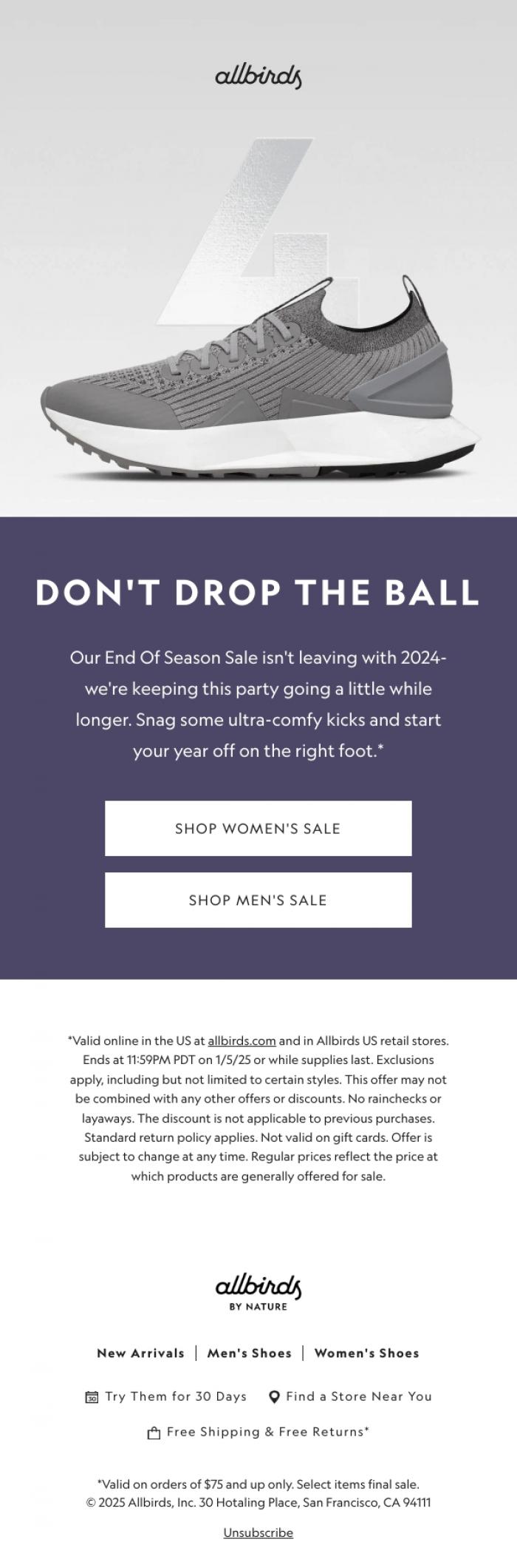 Email Design Inspiration from Allbirds, Still On: Up To 50% Off! 🎊