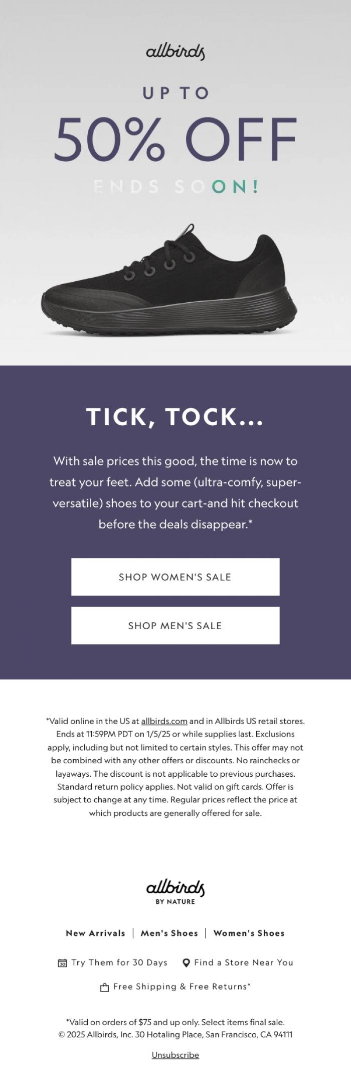 Email Design Inspiration from Allbirds, Get Up To 50% Off (While You Can)