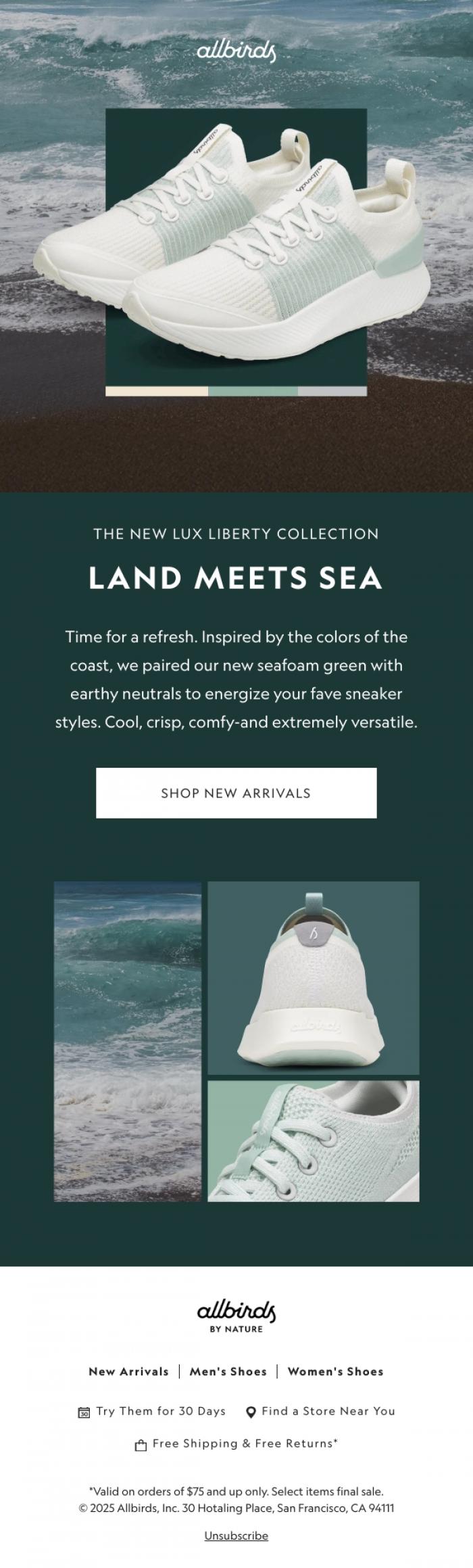 Email Design Inspiration from Allbirds, New Coastal Colors