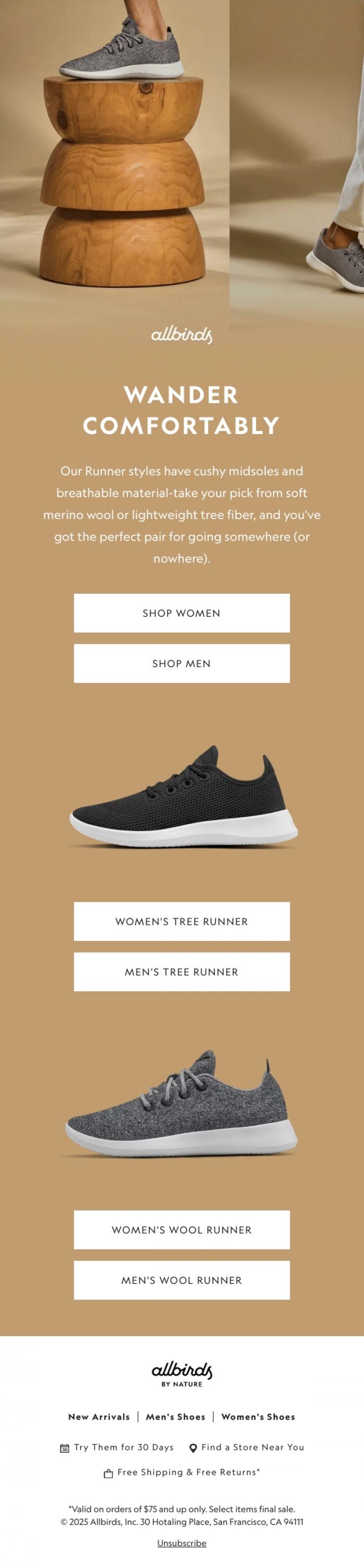 Email Design Inspiration from Allbirds, Go On, Get Lost 🧳