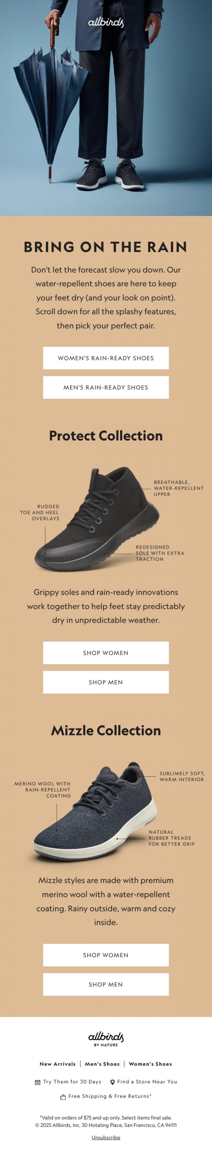 Email Design Inspiration from Allbirds, Shoes (And Boots!) For Any Forecast 🌦️