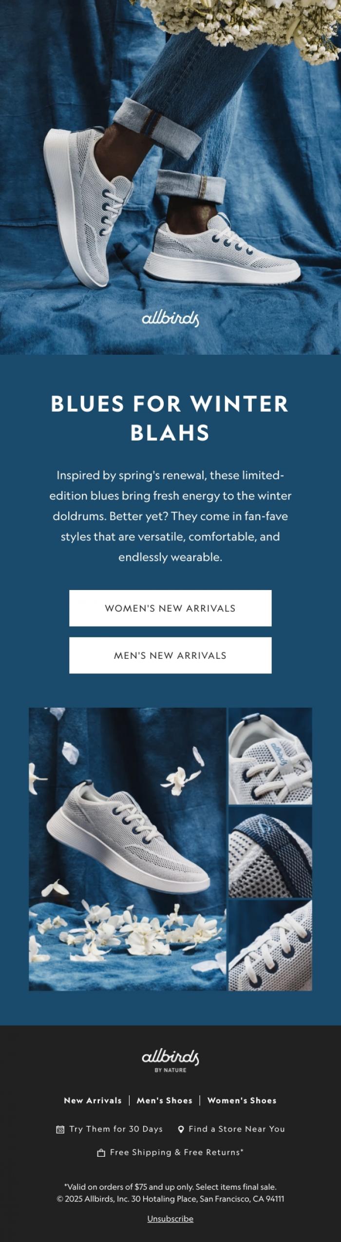 Email Design Inspiration from Allbirds, Limited Edition: New Blue Hues 💙
