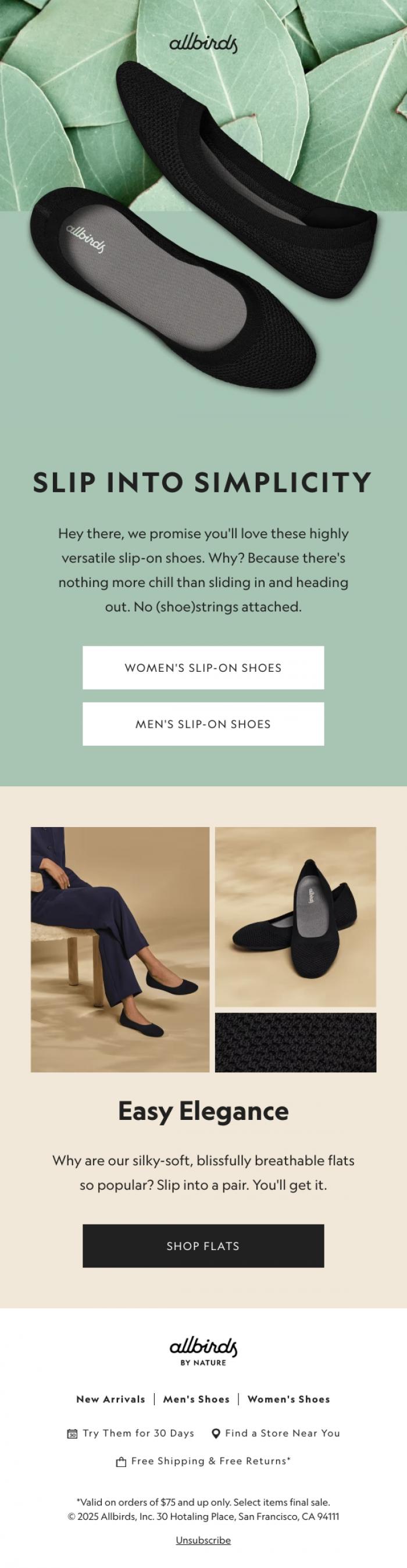 Email Design Inspiration from Allbirds, Two Slip-On Styles, One Chill Vibe 😊