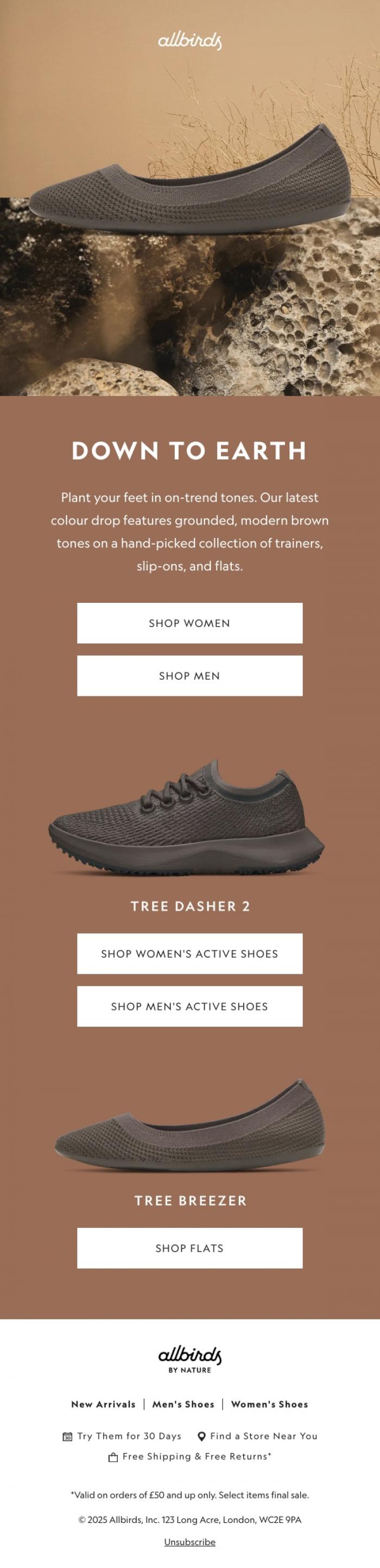 Email Design Inspiration from Allbirds, Trend Report: Brown Tones 🤎