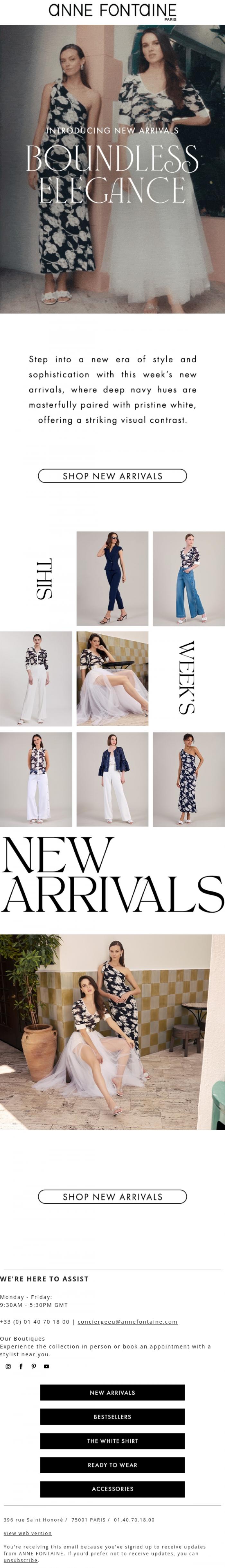 Email Design Inspiration from Anne Fontaine, A New Chapter of Elegance: Discover Our New Arrivals 💎