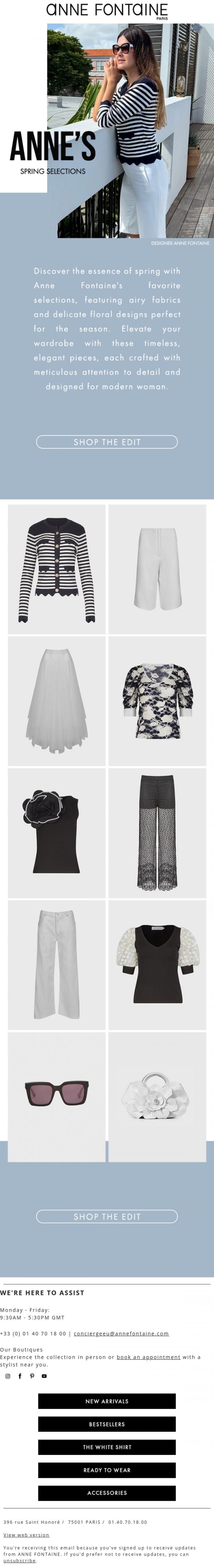 Email Design Inspiration from Anne Fontaine, Step Into Spring - Anne's Signature Selections 🌸