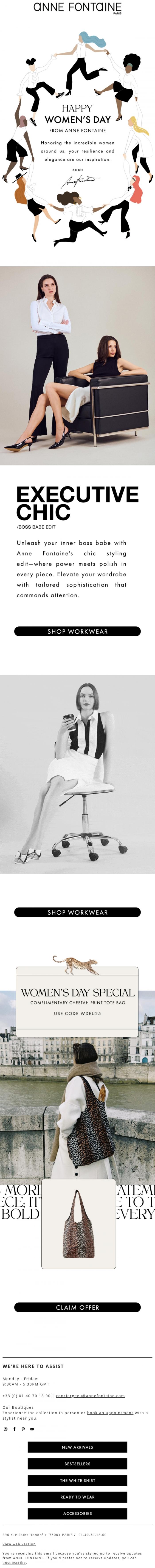 Email Design Inspiration from Anne Fontaine, ✨Happy Women's Day: When Elegance Meets Power