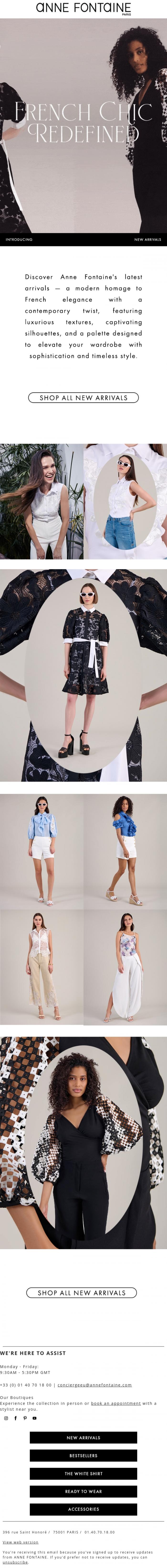Email Design Inspiration from Anne Fontaine, Redefining the Art of French Chic 💫
