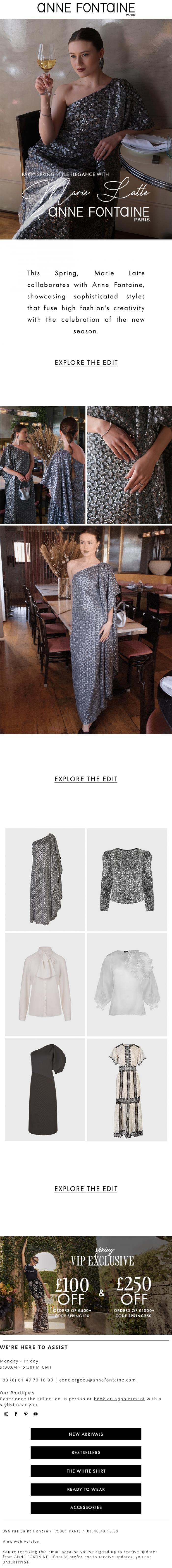 Email Design Inspiration from Anne Fontaine, AF Muse : Spring Style with Marie Latte 💫