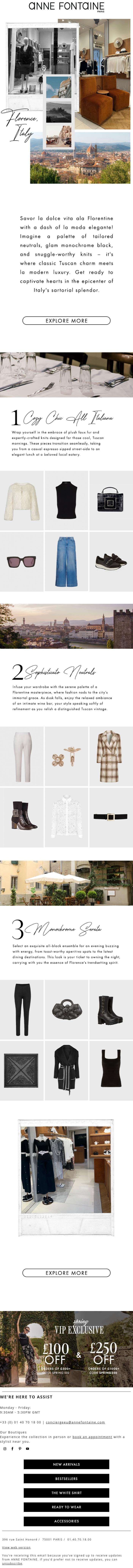 Email Design Inspiration from Anne Fontaine, Italian Elegance: Your Fashion Getaway in Florence💗