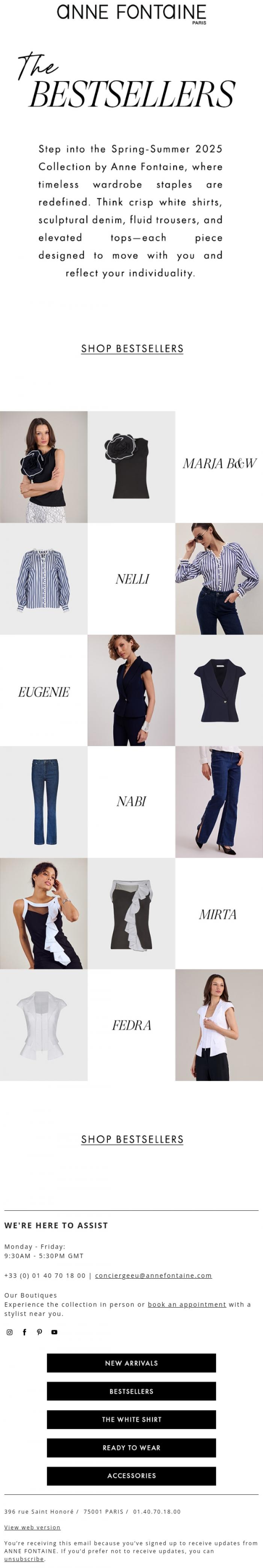 Email Design Inspiration from Anne Fontaine, The Bestsellers - Spring/Summer 2025 