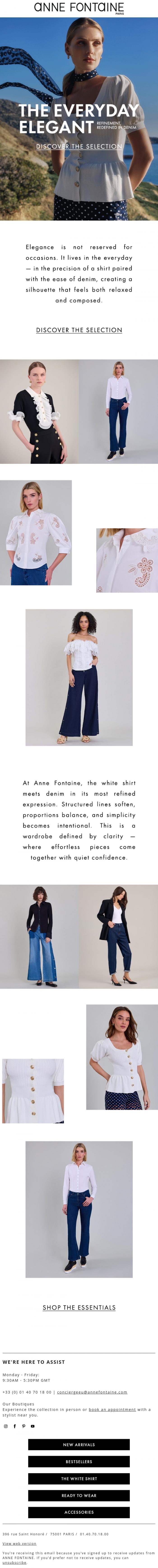 Email Design Inspiration from Anne Fontaine, The Art Of Everyday Dressing