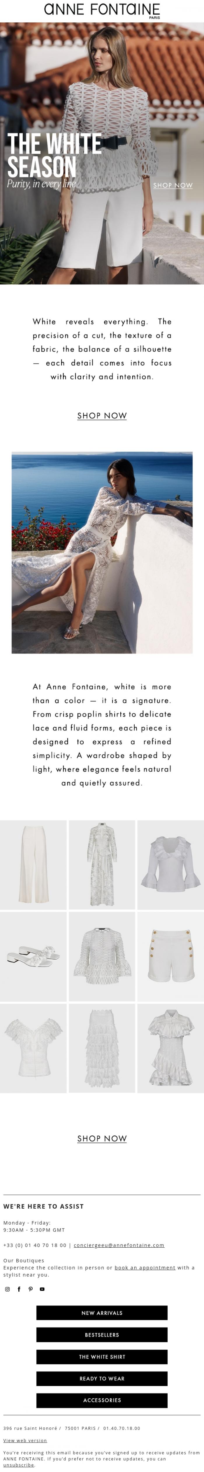 Email Design Inspiration from Anne Fontaine, Step Into The White Season
