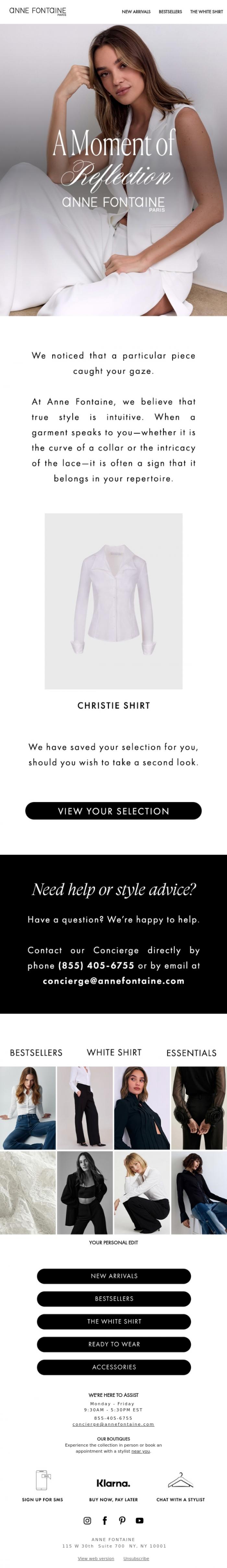Email Design Inspiration from Anne Fontaine Paris, Your Perfect Piece Is Still Waiting for You