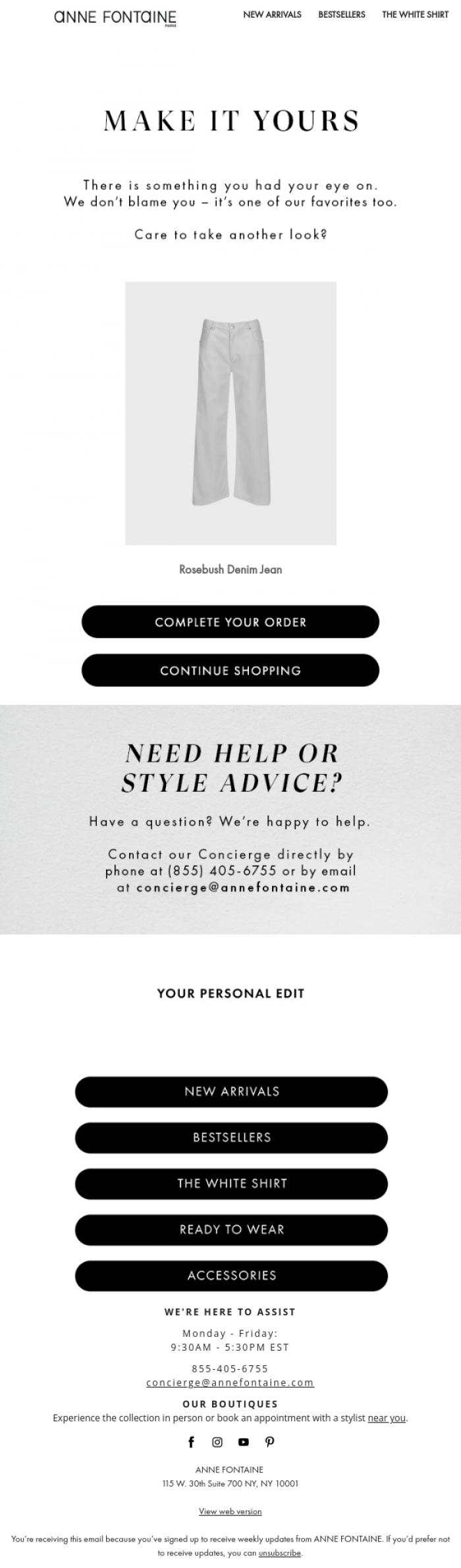 Email Design Inspiration from Anne Fontaine Paris, Revisit the Pieces That Captured Your Eye