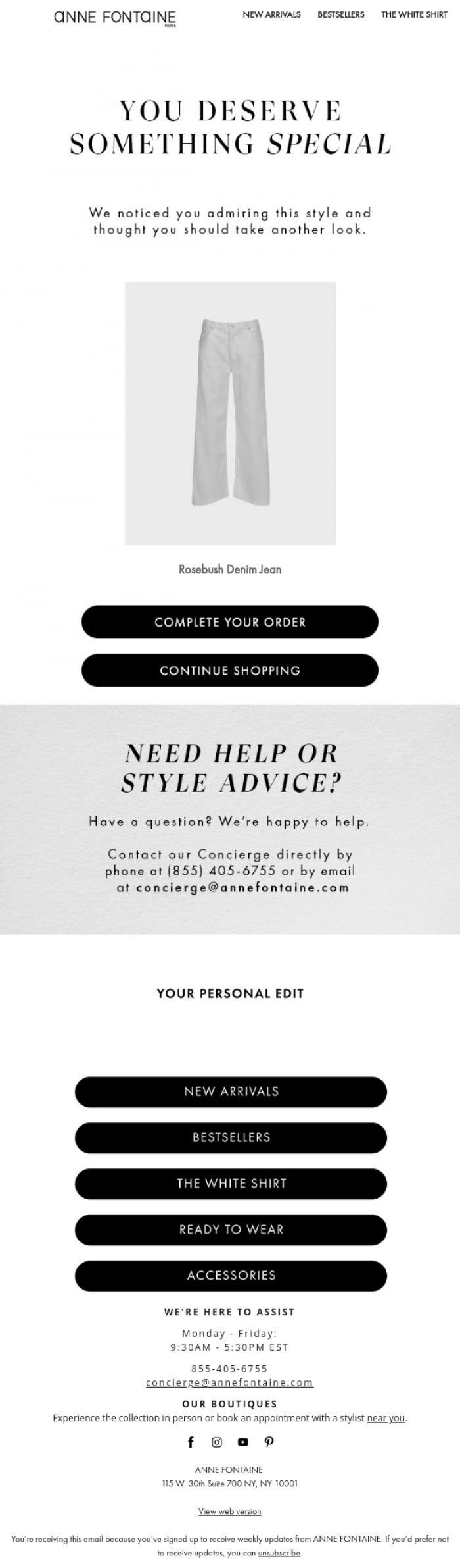 Email Design Inspiration from Anne Fontaine Paris, Let Us Help You Find What You're Looking For