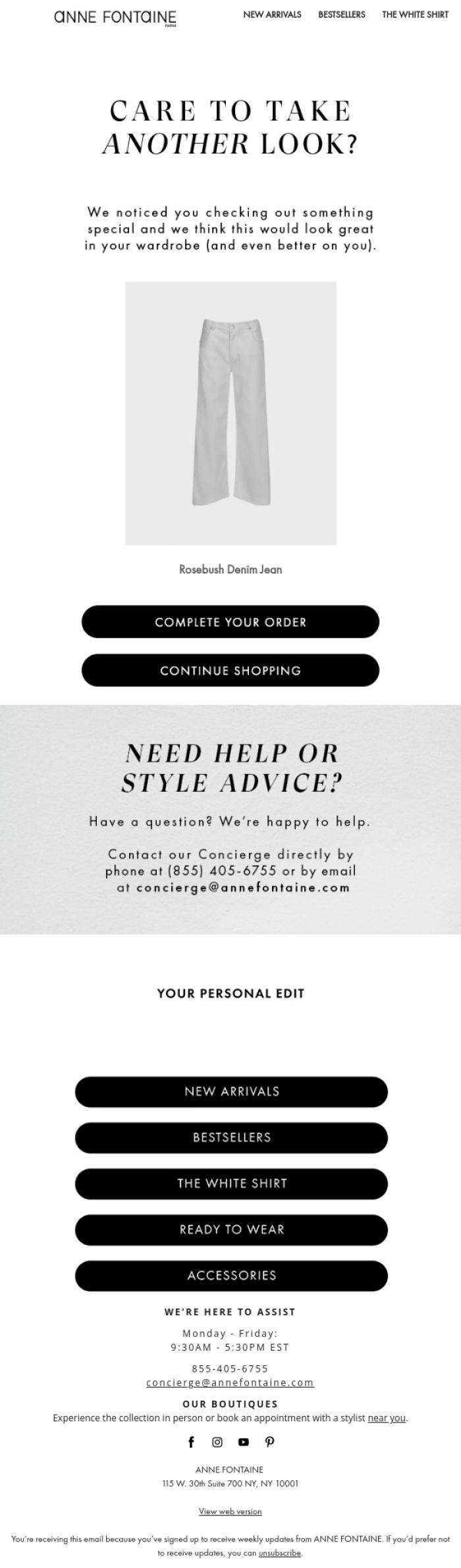 Email Design Inspiration from Anne Fontaine Paris, The Style You Loved Is Still Available