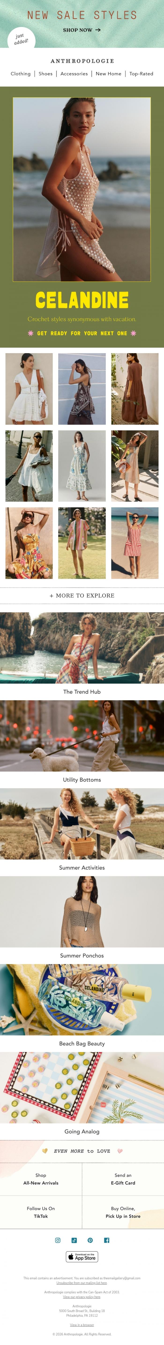 Email Design Inspiration from Anthropologie, NEW sale styles added!